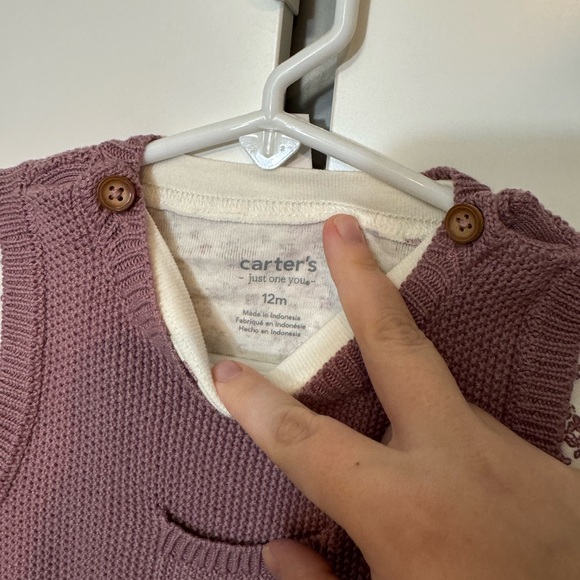 CARTERS baby girl knit overall tshirt set; baby girl gifts; baby girl clothes - Picture 7 of 11